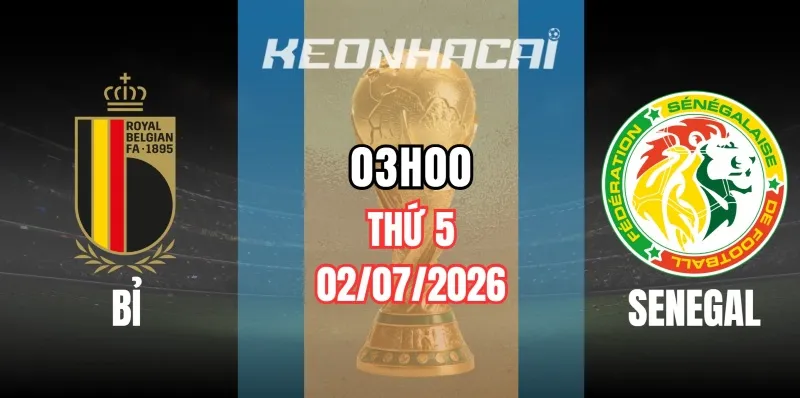 Tỷ lệ kèo Bỉ vs Senegal – tại Vòng loại trực tiếp World Cup 03h00 ngày 02/07/2026